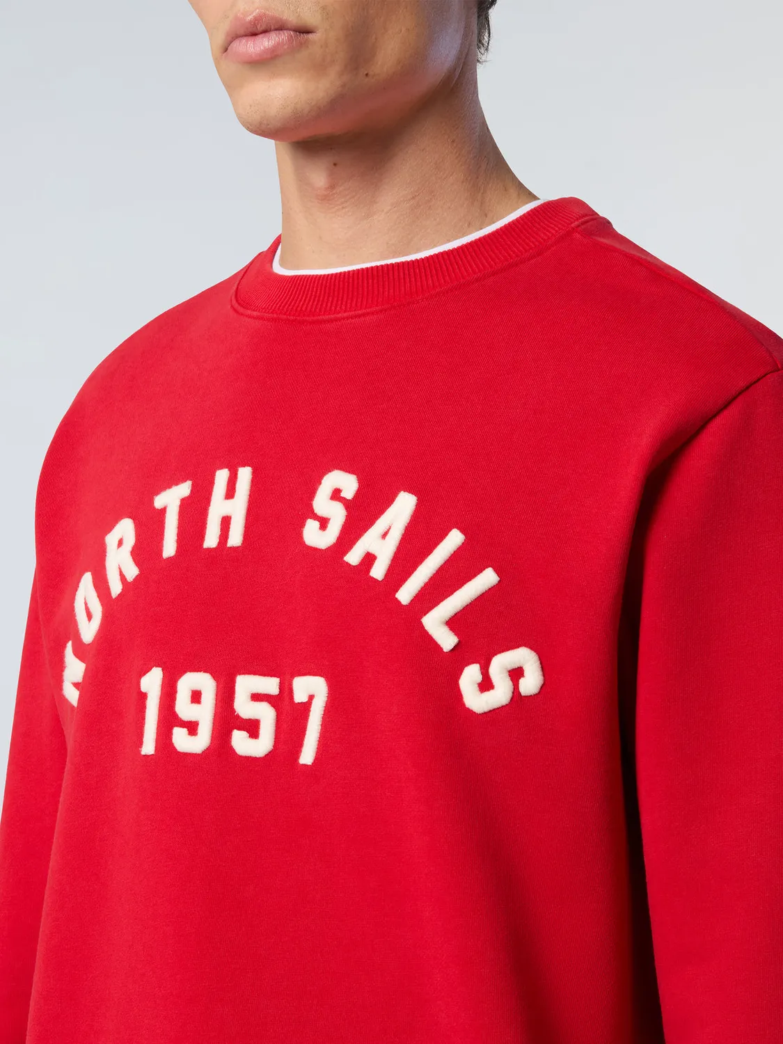 North Sails sweat col rond brodé coton bio délavé