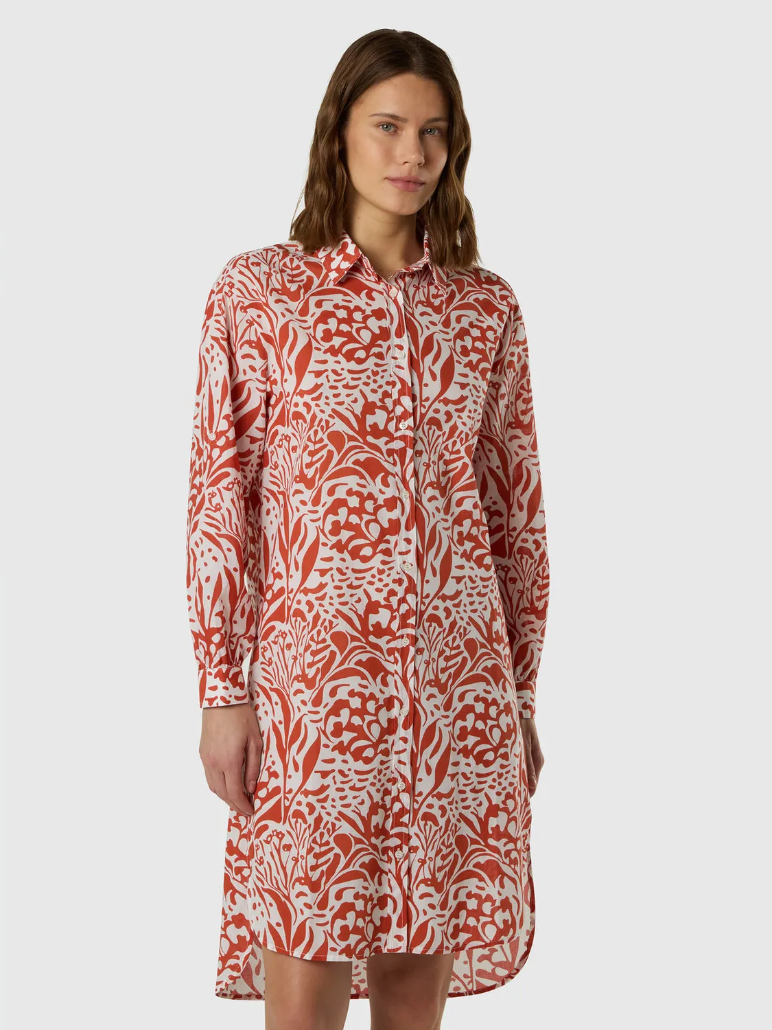 North Sails Coral Print robe chemise corail mousseline coton