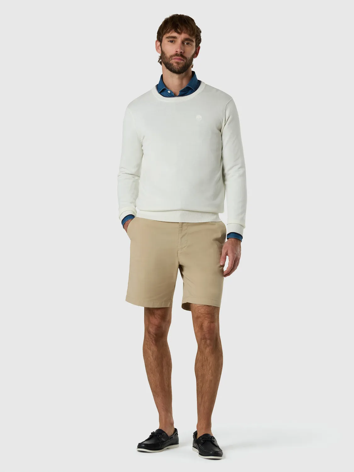 North Sails pull col rond coton bio logo tonal