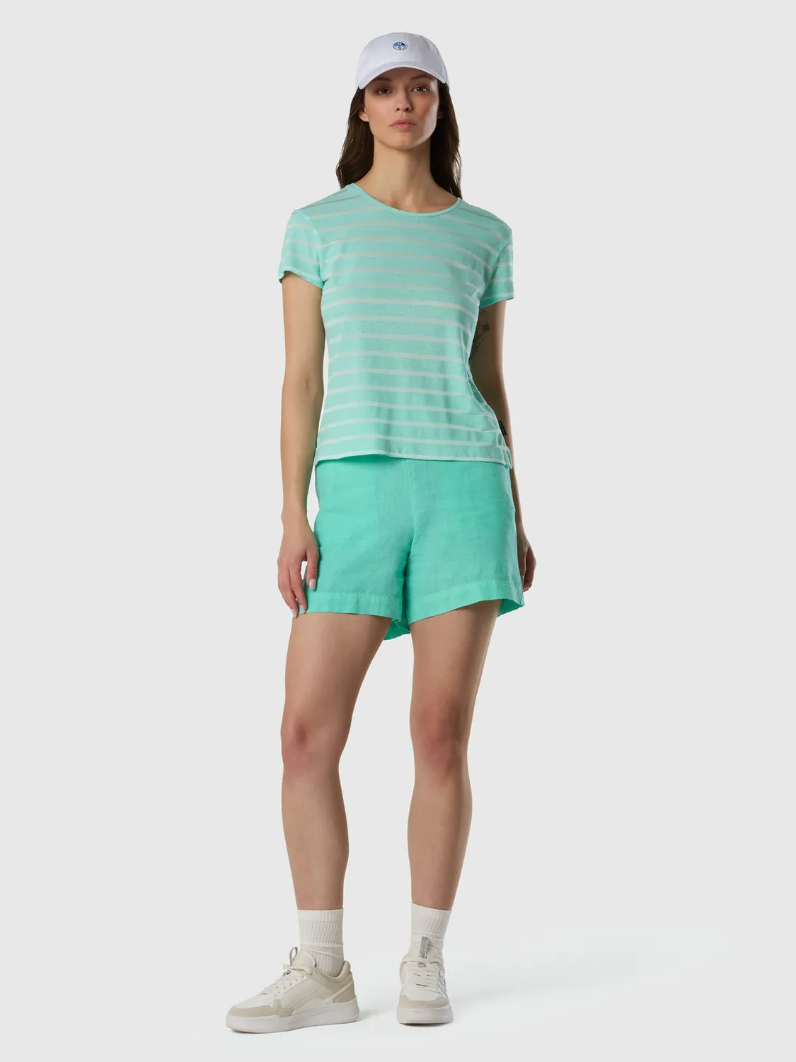 North Sails T-Shirt Rayé Slub Lin Fluide Léger