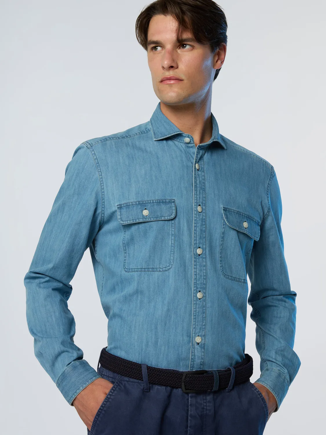 North Sails Light chemise denim léger patch poitrine