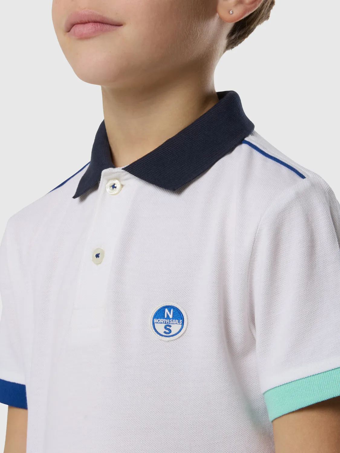 North Sails polo enfant piqué bio manches dépareillées