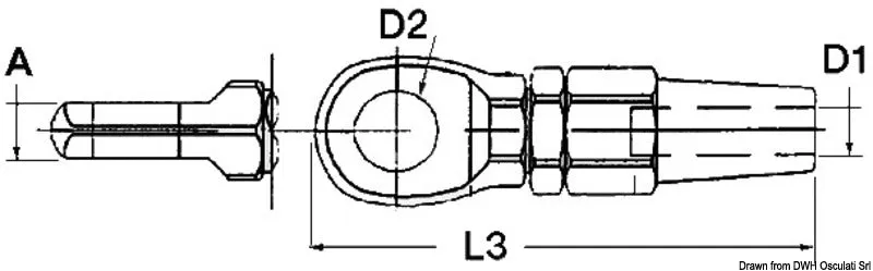 Osculati cosse à œil inox 3 mm câble