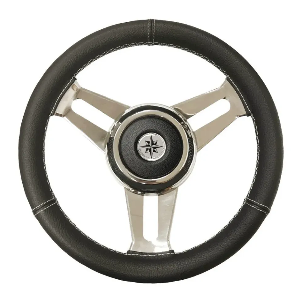 easysea volant barre cuir noir inox 350 mm
