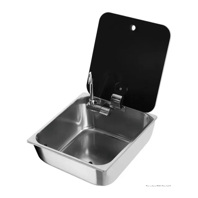 Évier Can inox 325x350 mm couvercle verre teinté