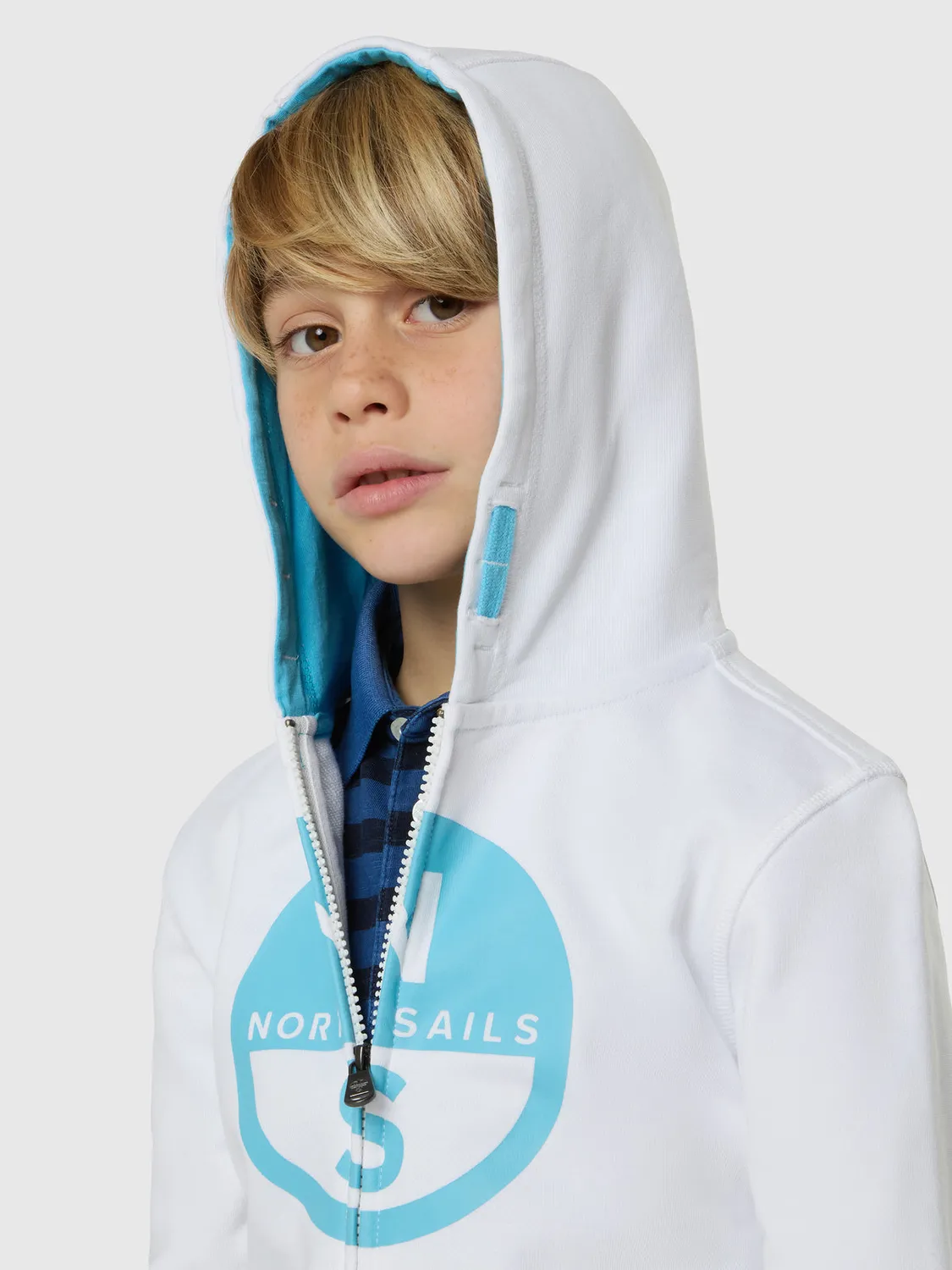 North Sails sweat zippé capuche coton bio logo maxi