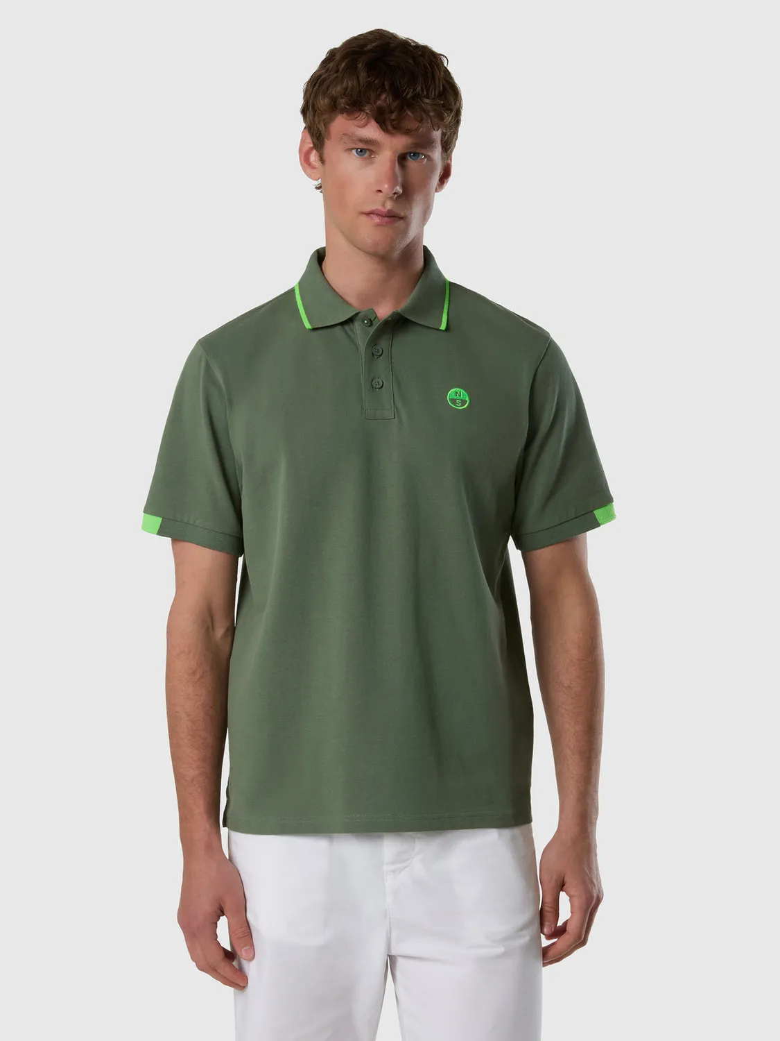 North Sails polo piqué coton bio accents néon homme