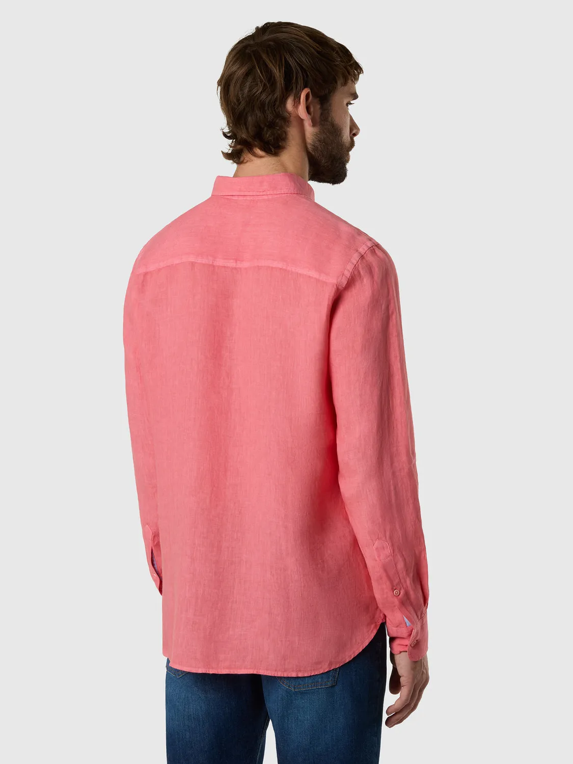 North Sails chemise lin teint en pièce boutons corozo