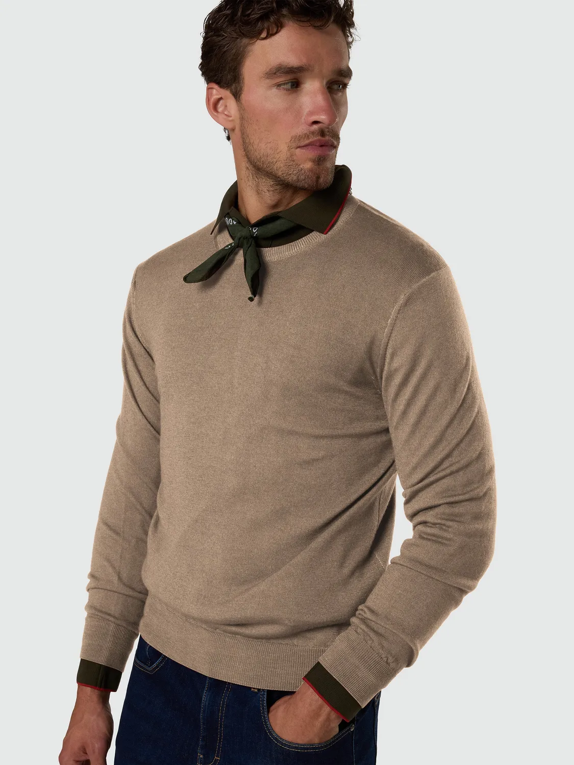 North Sails Washed Merino pull laine beige chino
