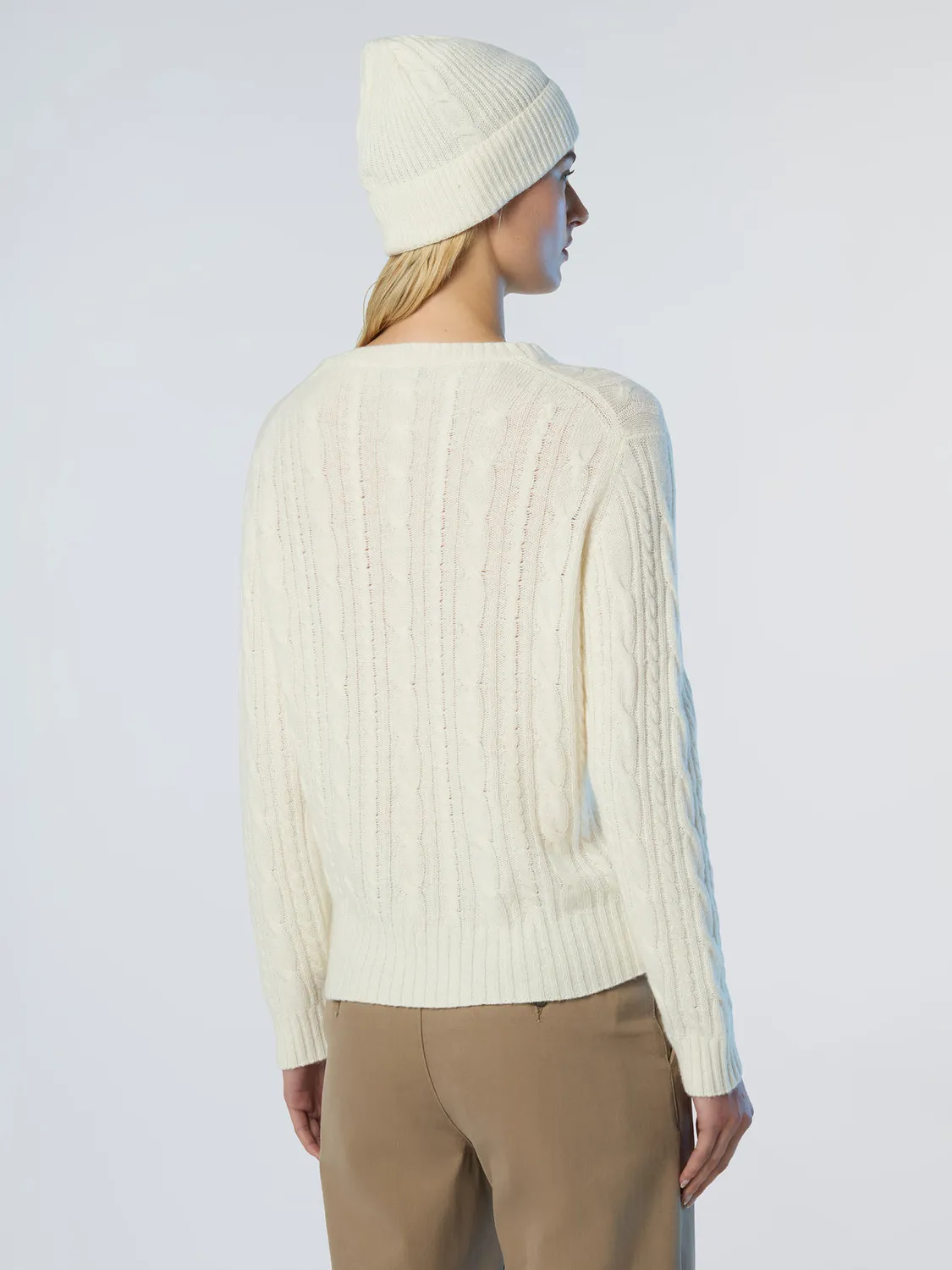North Sails Crew-Neck Cable-Knit pull torsadé cachemire