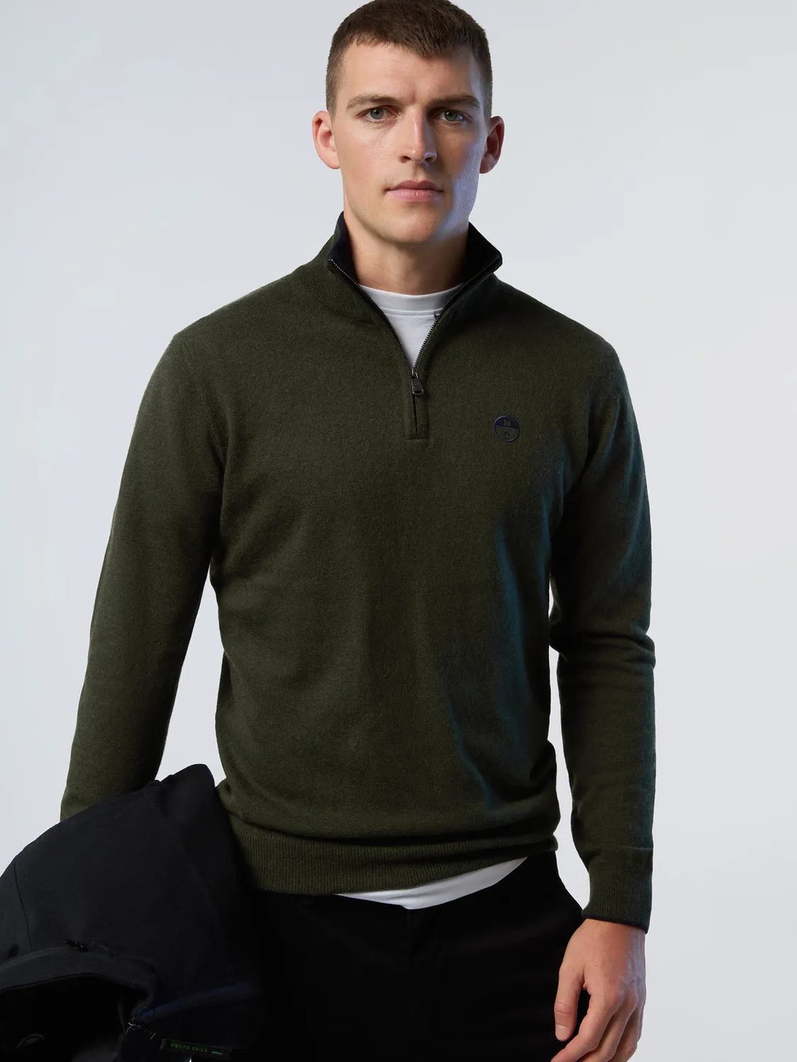 North Sails pull demi-zip éco-cachemire col montant