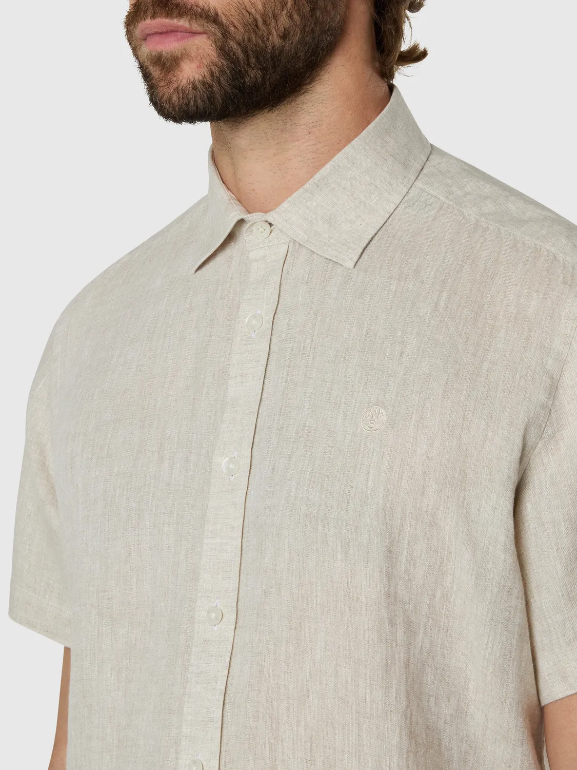 North Sails chemise lin manches courtes beige chino