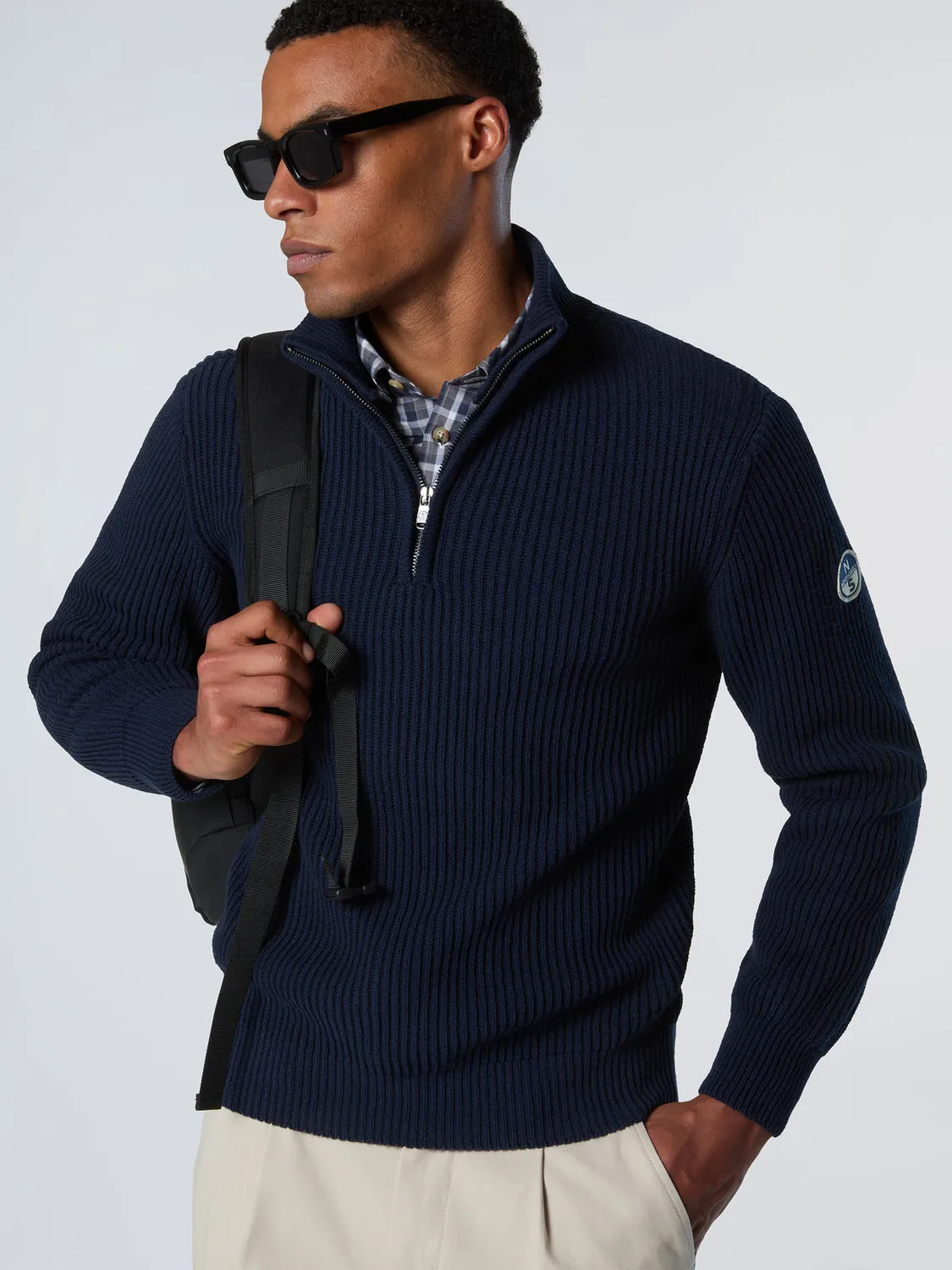 North Sails Fisherman pull marin demi-zip laine