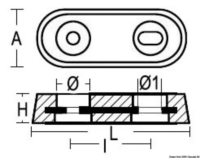 Tecnoseal anode ovale type Vetus 390 g aluminium