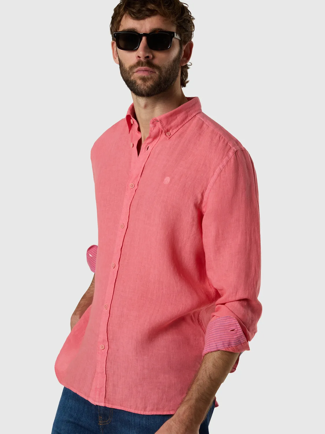 North Sails chemise lin teint en pièce boutons corozo