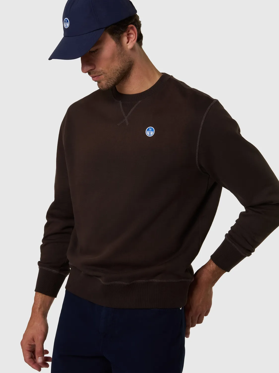 North Sails sweat logo patch espresso homme L
