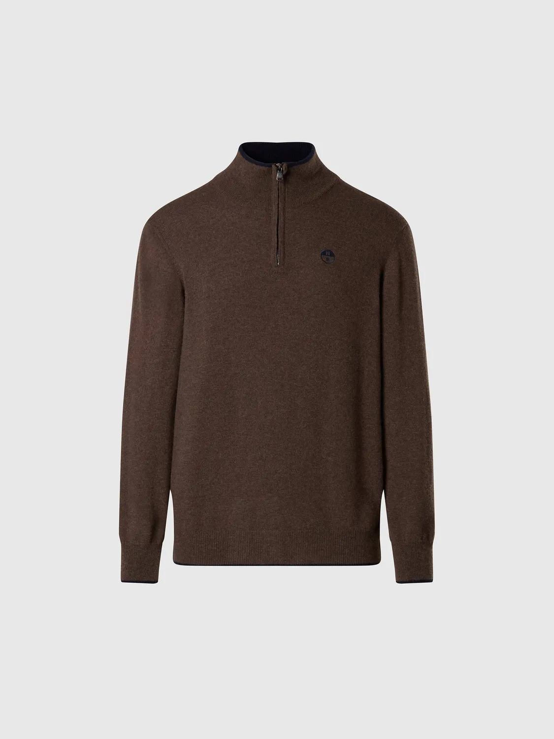 North Sails pull demi-zip cachemire homme noyer mélangé