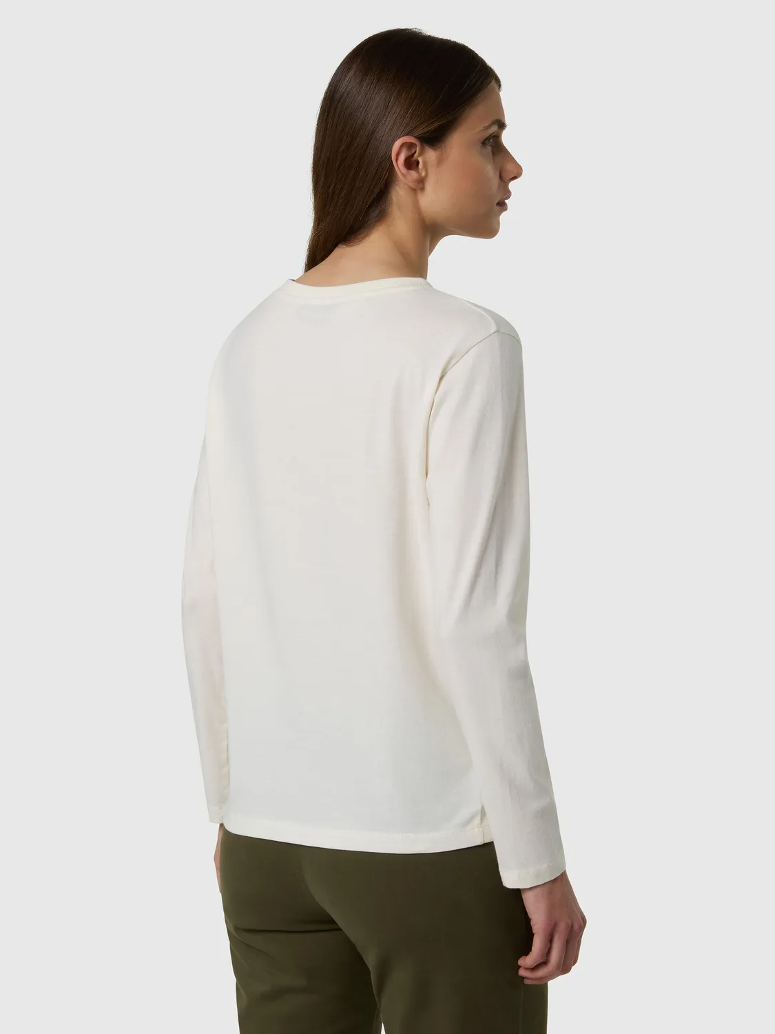 North Sails T-shirt Manches Longues Logo Blanc Coton