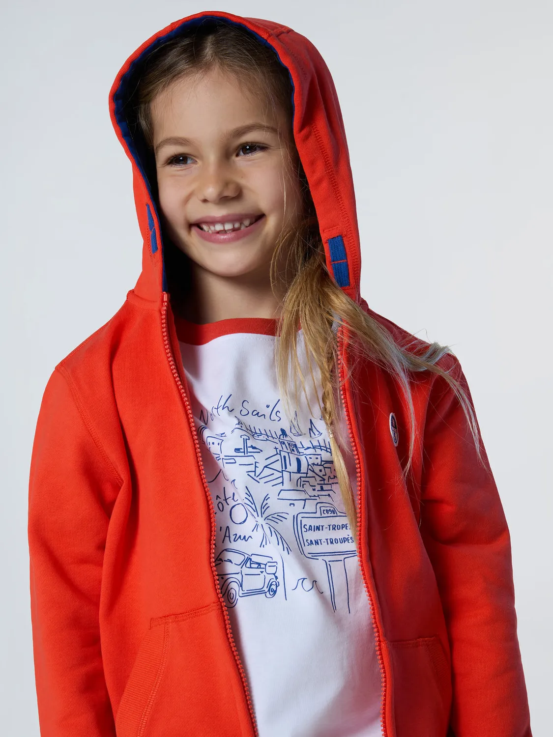North Sails sweat à capuche zippé enfant coton bio patch