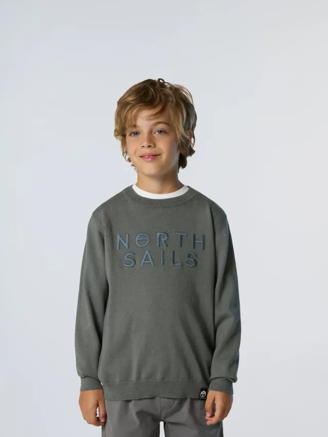 North Sails pull col rond brodé enfant coton bio