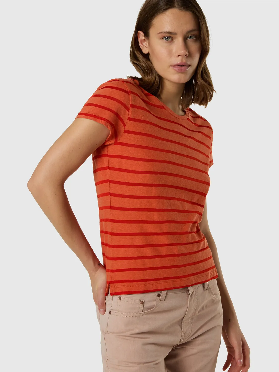 North Sails T-Shirt Rayé Slub Lin Fluide Léger
