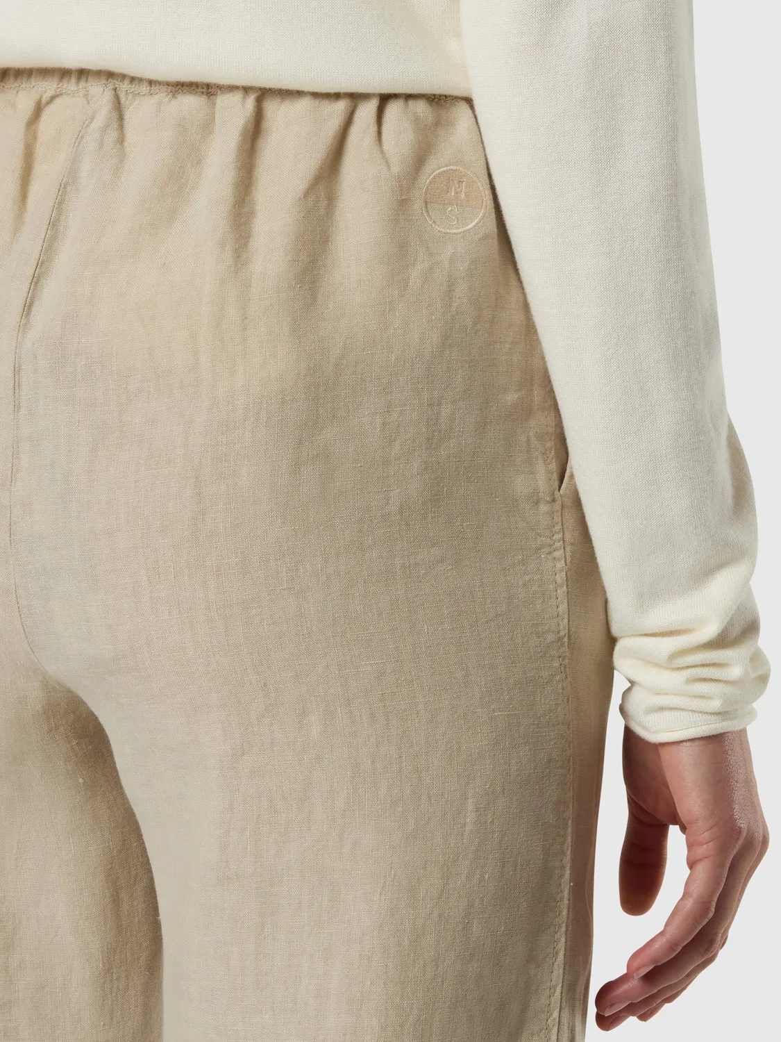 North Sails pantalon lin paperbag femme large beige