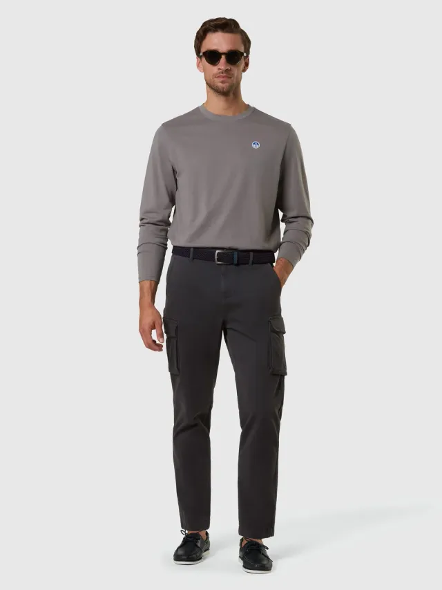North Sails T-shirt manches longues patch gris anthracite