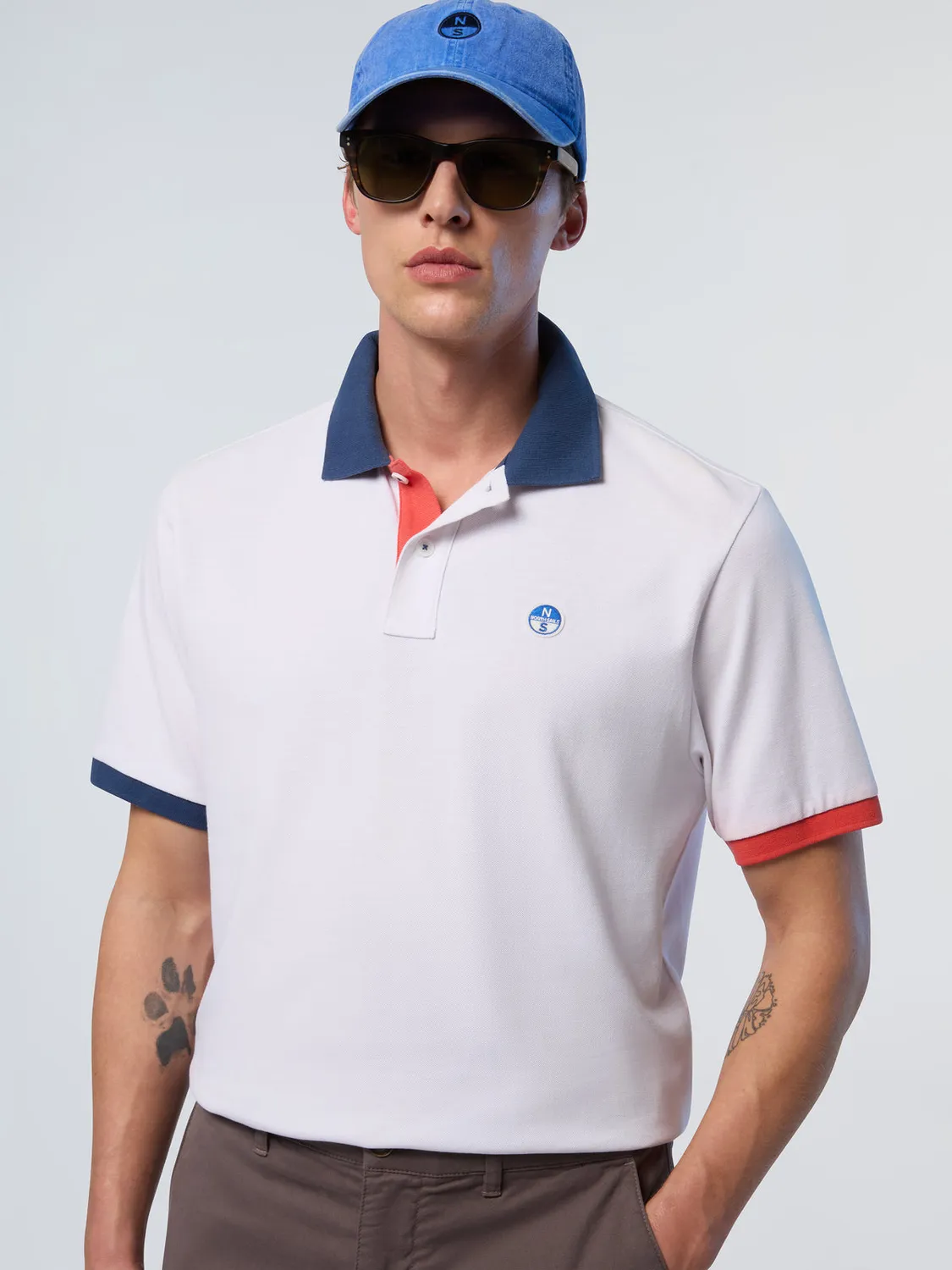 North Sails polo homme coton bio piqué col contrasté