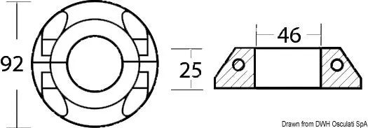 Tecnoseal Bague anode embase Volvo Max-Prop 46 mm zinc