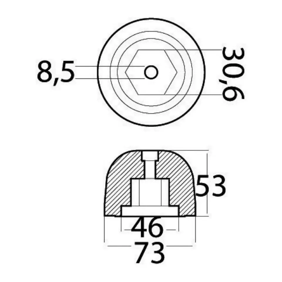 Tecnoseal anode aluminium réf 501180 pièce de rechange