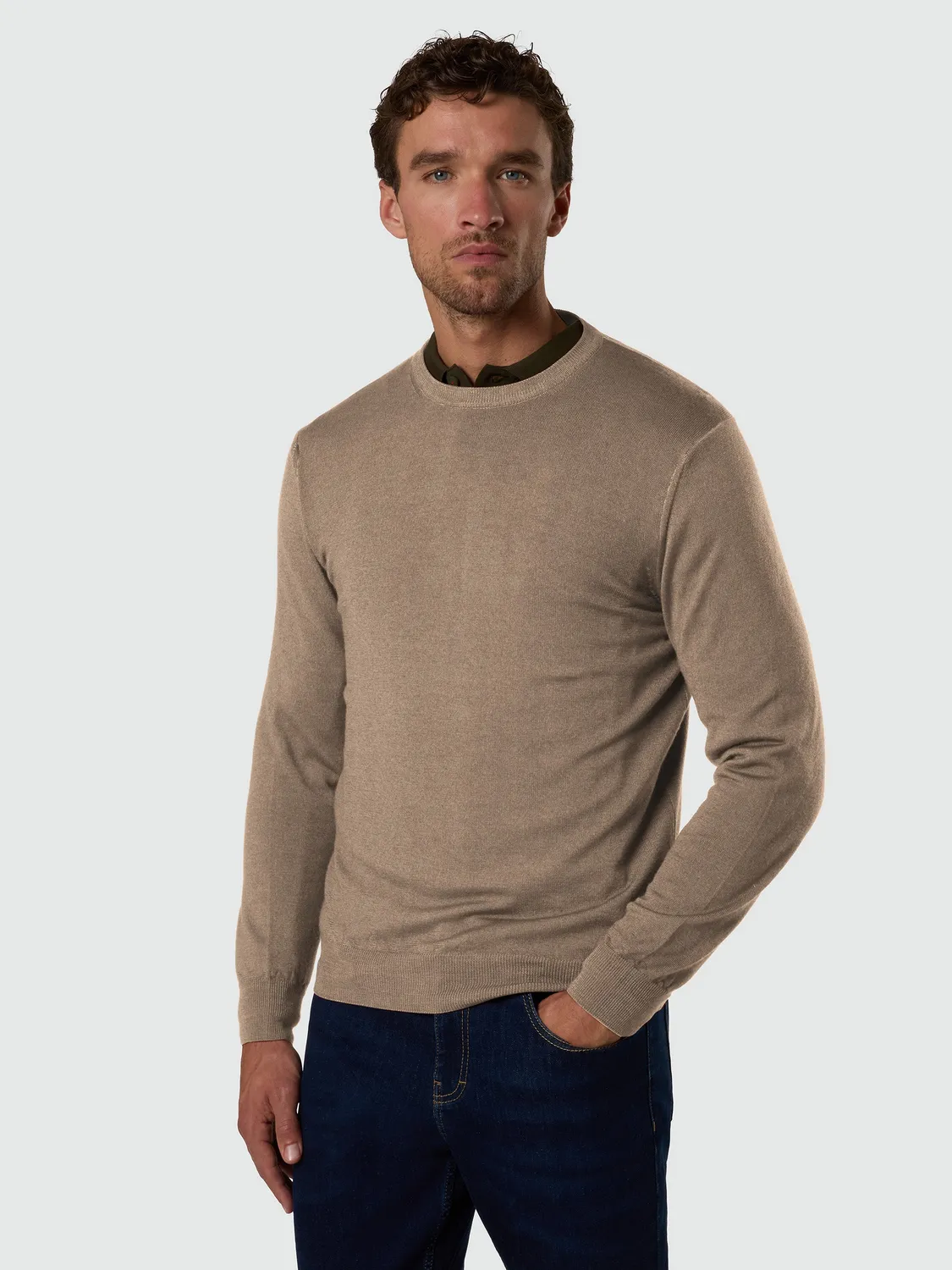 North Sails Washed Merino pull laine beige chino