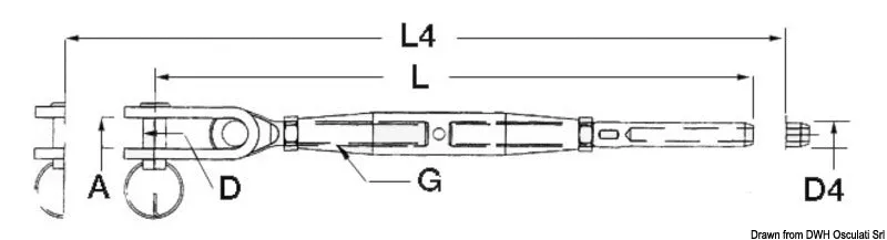 Osculati ridoir mâchoire articulée inox 12 mm