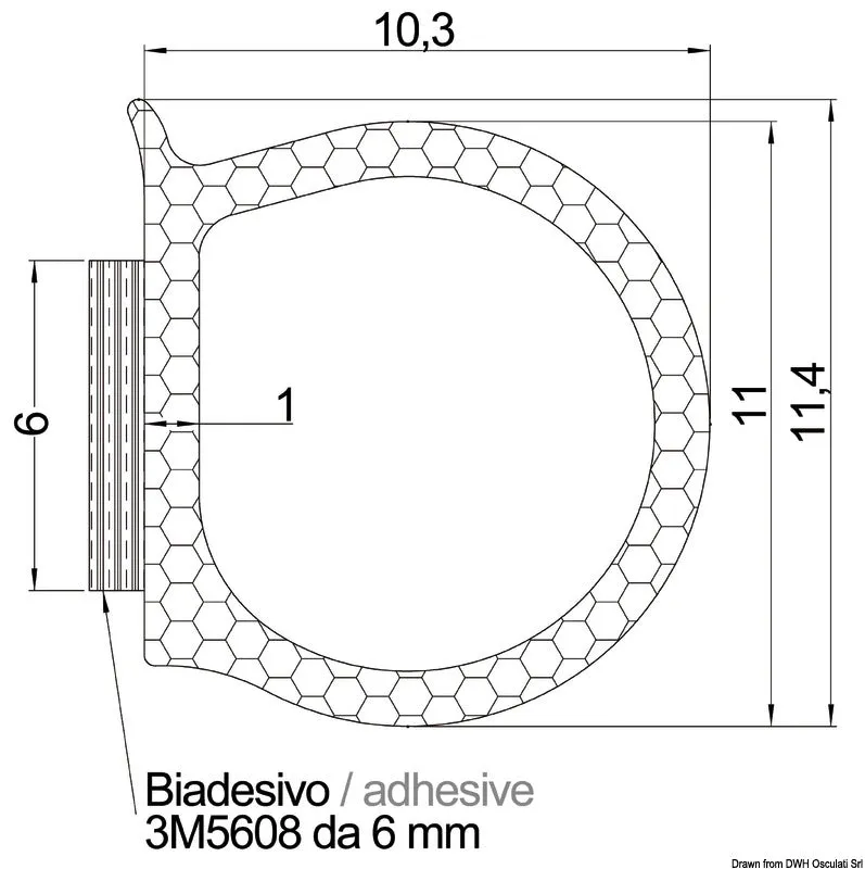 Osculati Joint EPDM adhésif noir profil lot 25