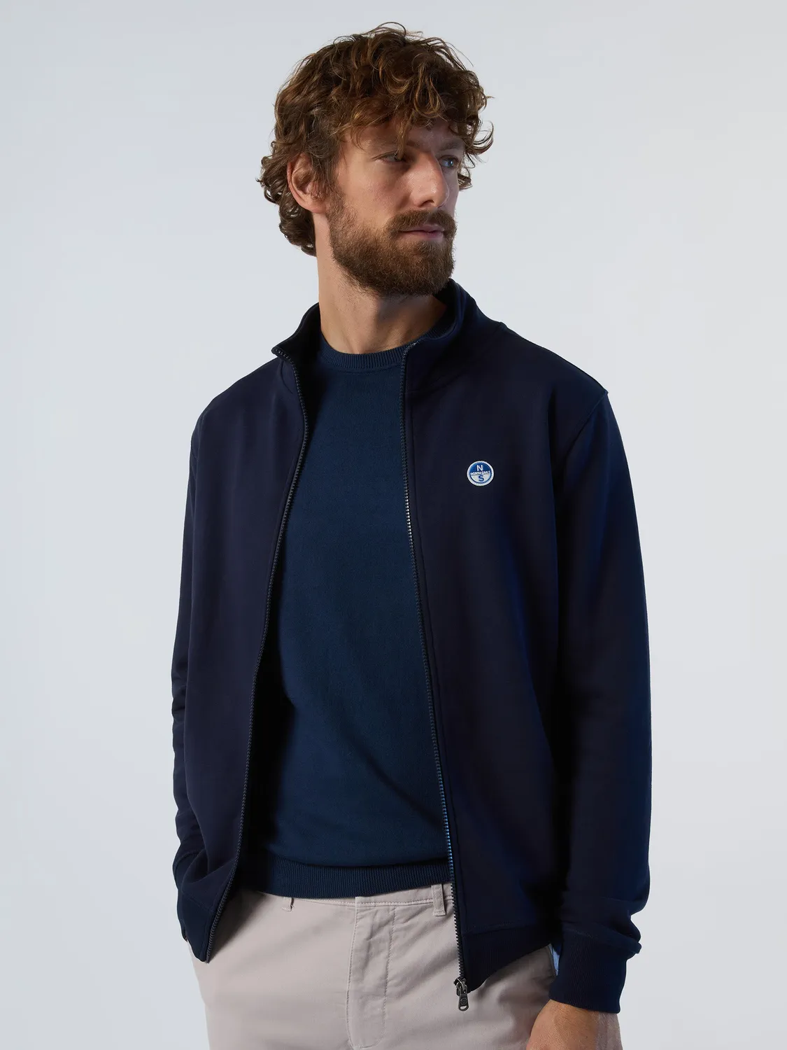 North Sails sweat zippé logo patch vert profond