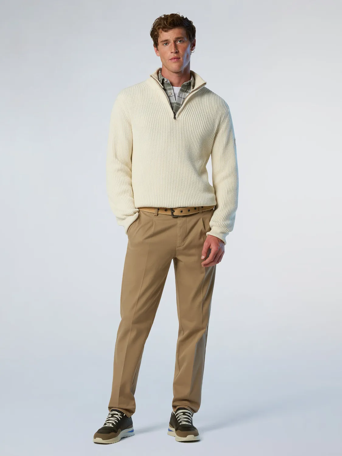 North Sails Defender chino gabardine plisé slim coton bio