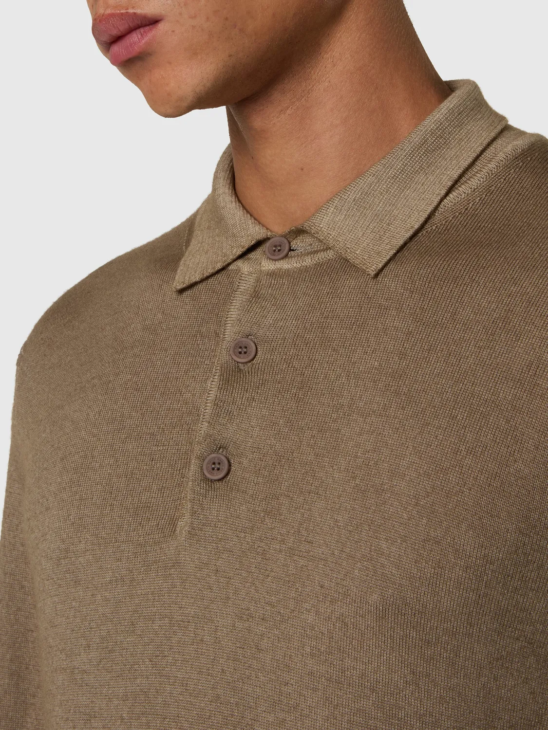 North Sails pull polo mérinos lavé homme chino beige