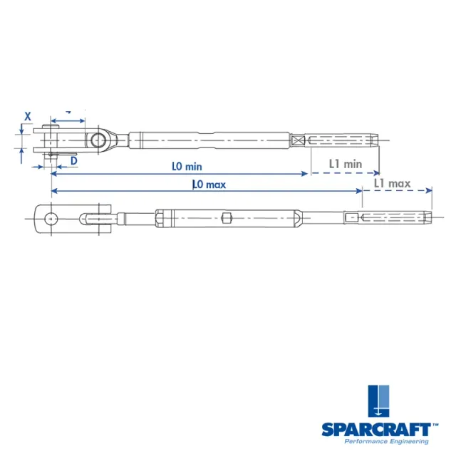 Sparcraft ridoir corps fermé Ø12 7/8 UNF axe Ø22