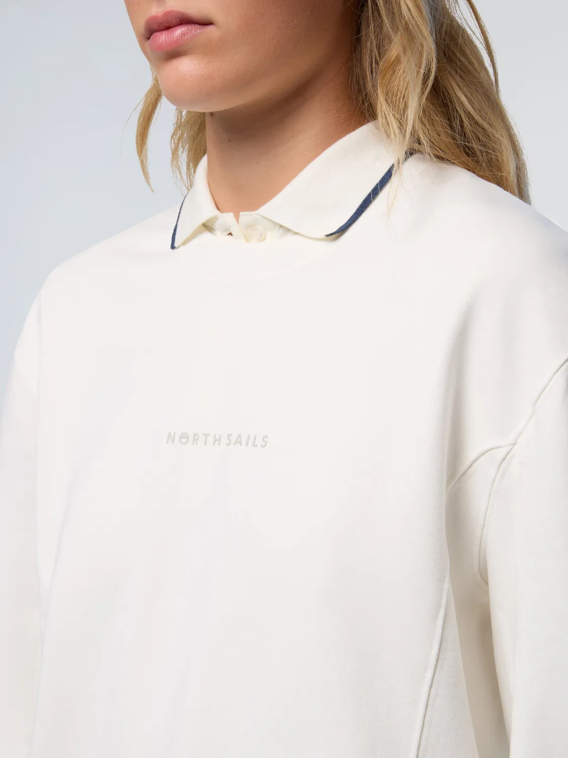 North Sails sweat col rond print tonal coton délavé homme