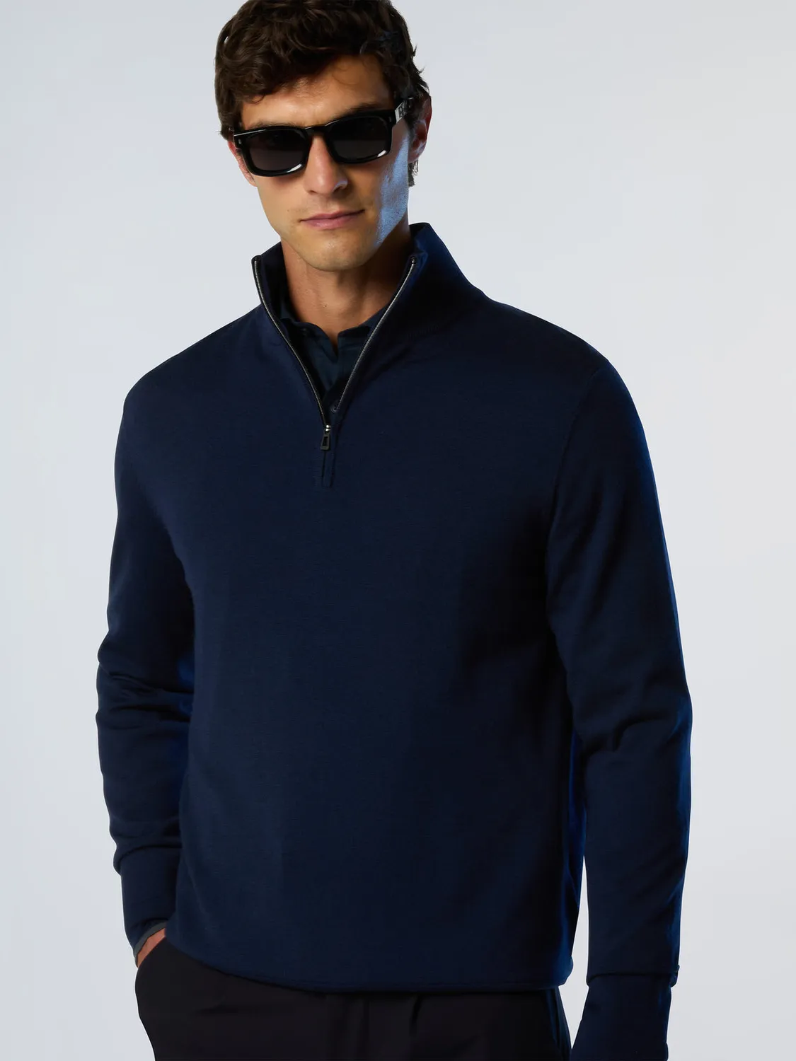North Sails pull demi-zip mérinos fentes