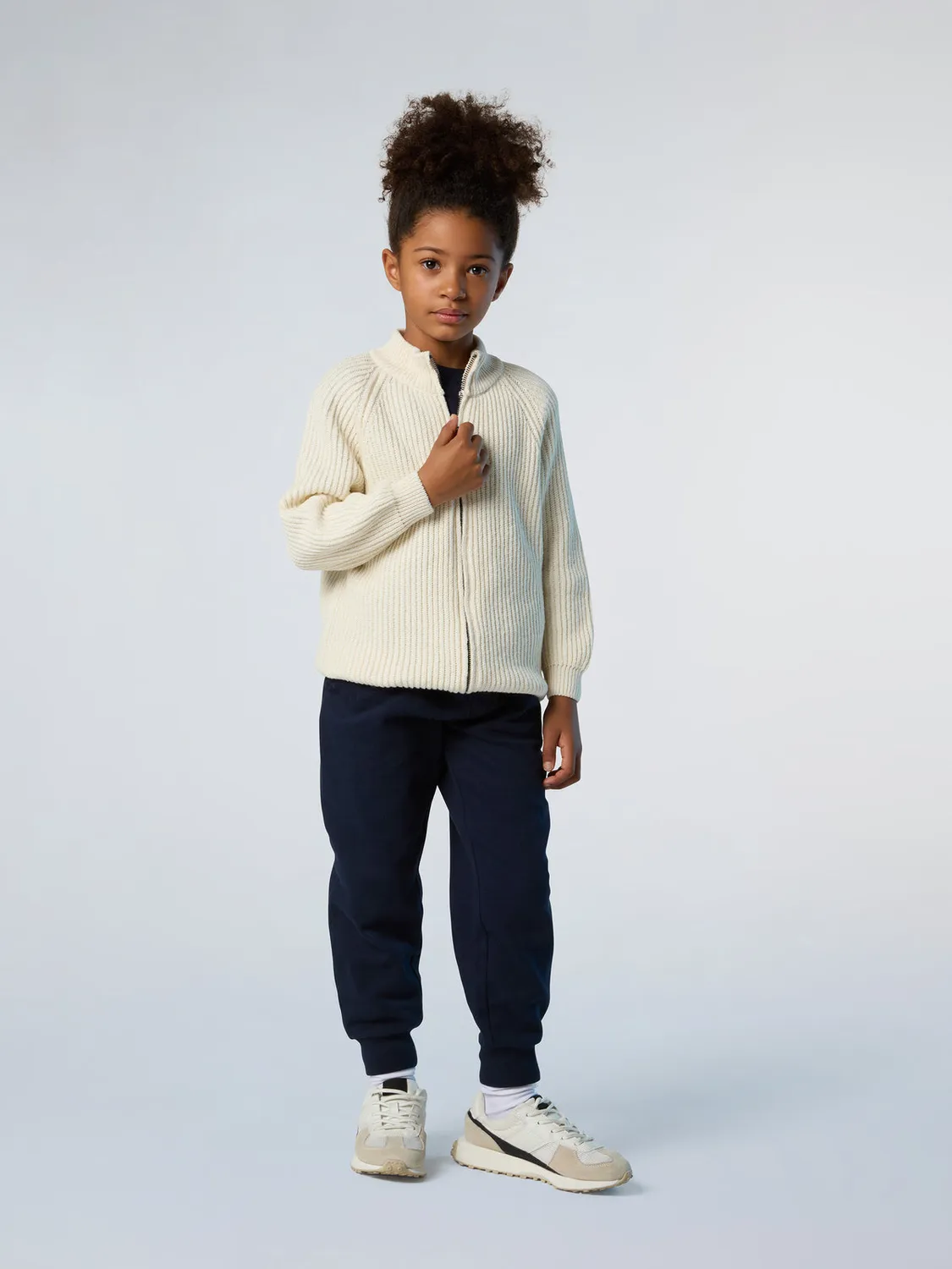 North Sails pull zippé côtelé enfant laine recyclée