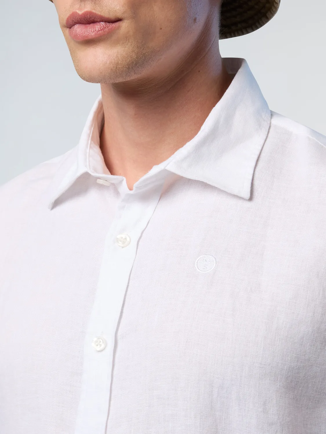 North Sails chemise lin homme manches courtes blanc