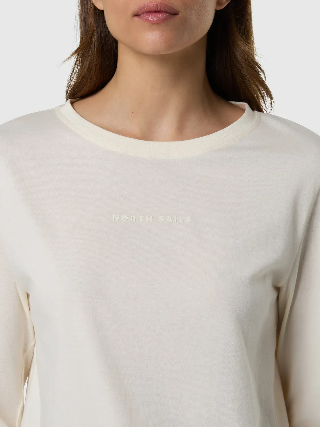 North Sails T-shirt Manches Longues Logo Blanc Coton