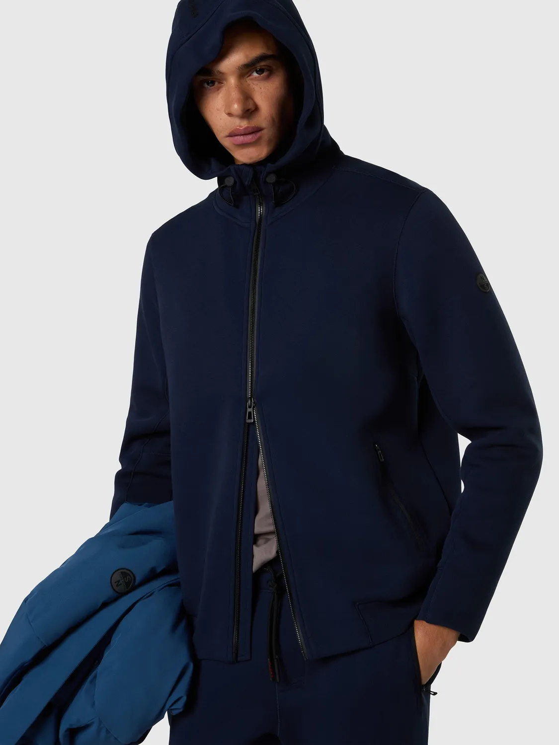North Sails Sweat Capuche Zippé Piqué Scuba Bleu Marine