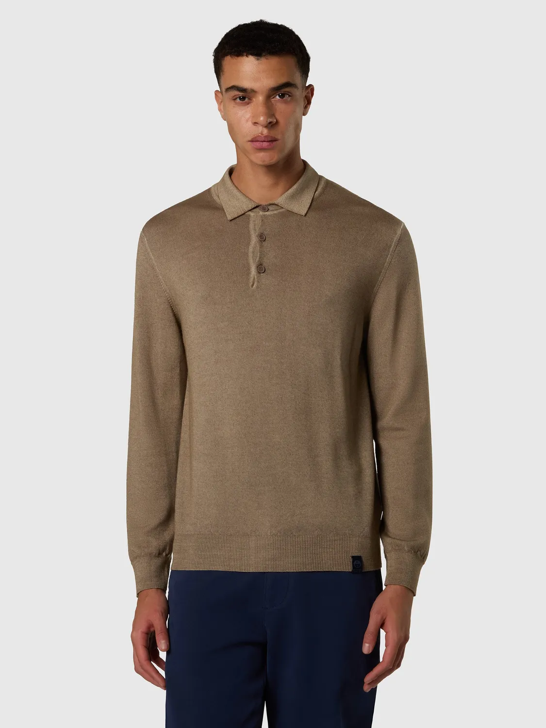 North Sails pull polo mérinos lavé homme chino beige