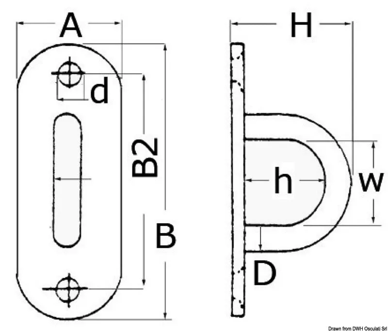 easysea pontet inox 26x80 mm embase plate lot de 10