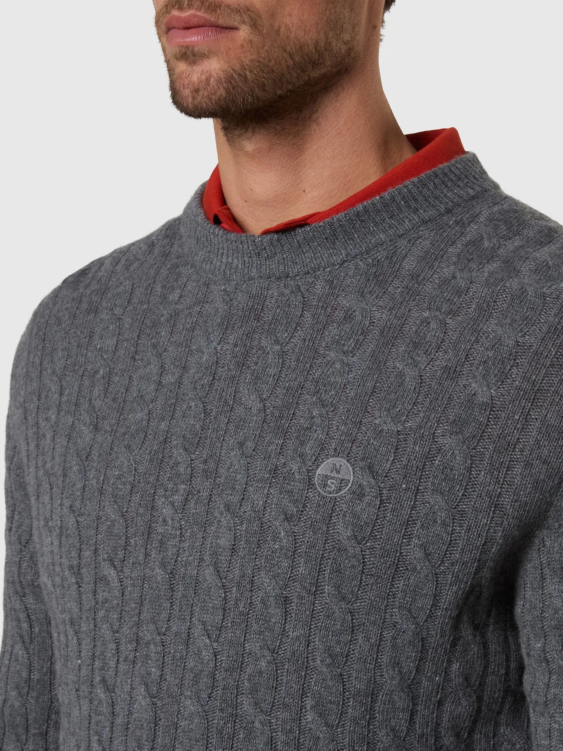 North Sails Cable-Knit pull col rond torsadé marine