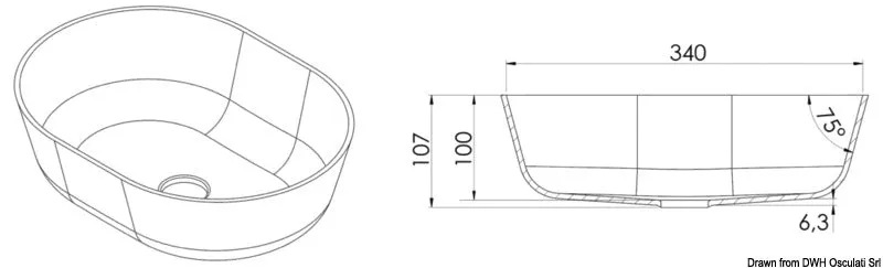 easysea ocritech évier semi-ovale blanc/beige 350x260 mm