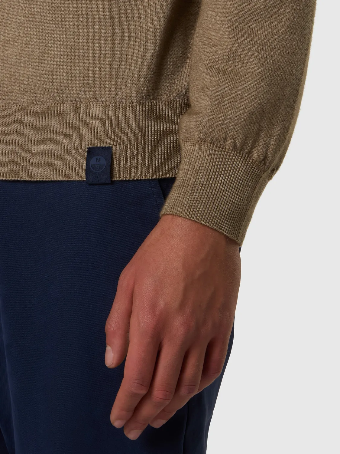 North Sails pull polo mérinos lavé homme chino beige