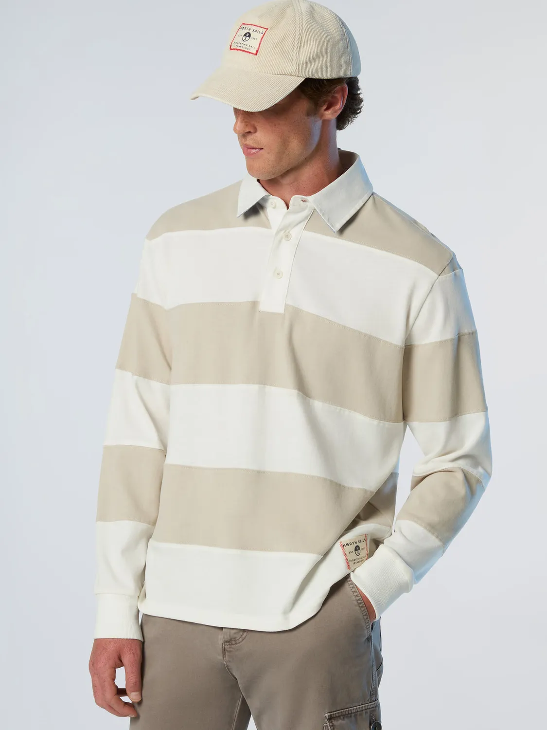North Sails polo rugby rayé manches longues coton bio