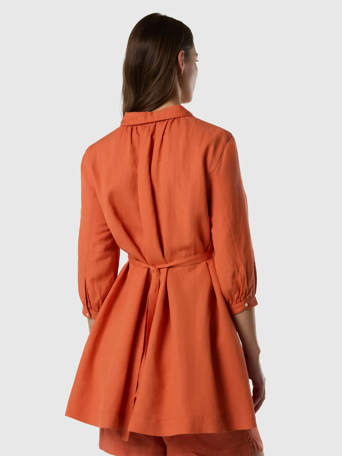 North Sails robe chemise courte à ceinture lin viscose